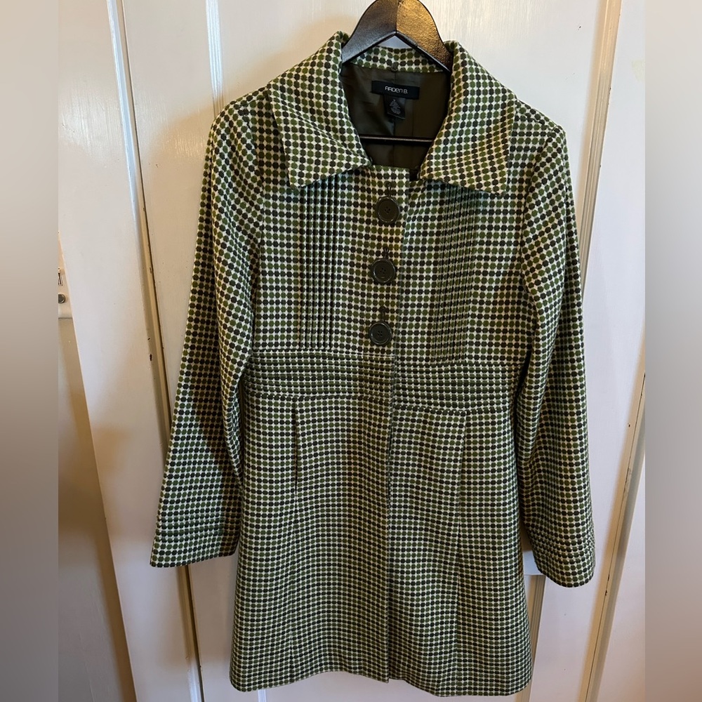 Arden B Geometric Houndstooth Tailored A-line Coat